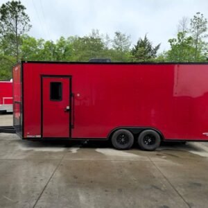8.5 x 20 Red Pizza Trailer with stainless counters and service window - view 7
