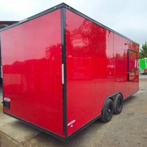 8.5 x 20 Red Pizza Trailer with stainless counters and service window - view 12