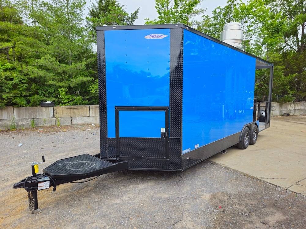 Concession Trailer 8.5′ X 22′ Cobalt Blue BBQ Catering Event — photo 3