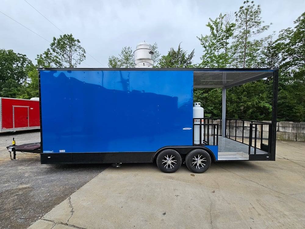 Concession Trailer 8.5′ X 22′ Cobalt Blue BBQ Catering Event — photo 4