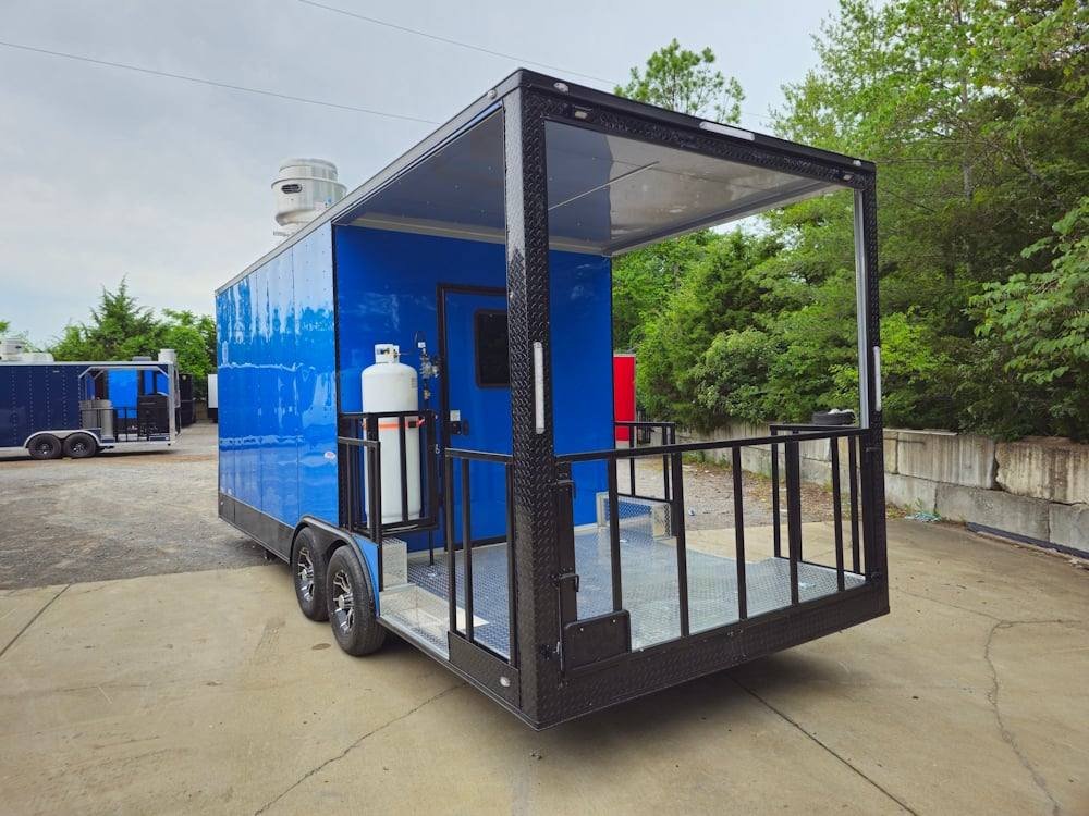 Concession Trailer 8.5′ X 22′ Cobalt Blue BBQ Catering Event — photo 6