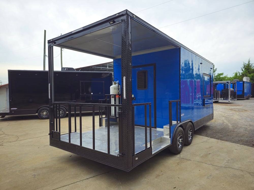 Concession Trailer 8.5′ X 22′ Cobalt Blue BBQ Catering Event — photo 8