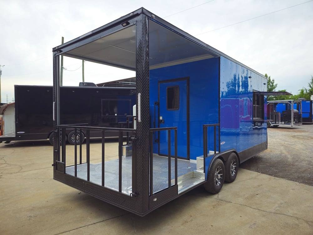 Concession Trailer 8.5′ X 22′ Cobalt Blue BBQ Catering Event — photo 11