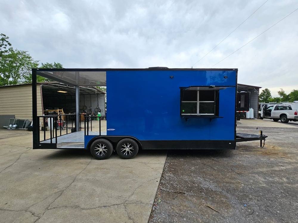 Concession Trailer 8.5′ X 22′ Cobalt Blue BBQ Catering Event — photo 12