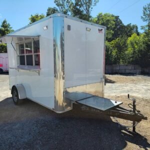 7 x 12 Hot Dog Trailer with stainless prep tables and service window - view 11