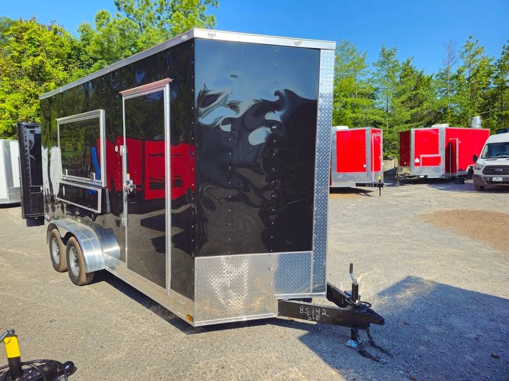 Concession Trailer 7’x16′ Black with serving window