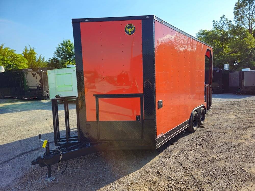 Concession Trailer 8.5′ X 16′ Orange Event Catering Porch — photo 3