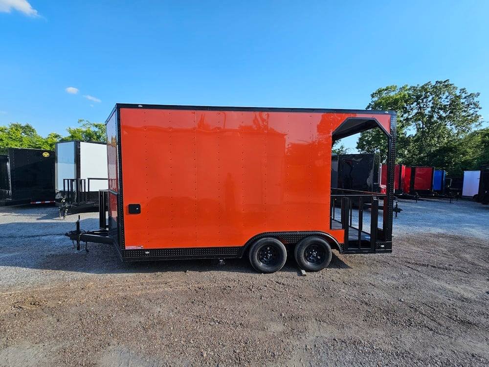 Concession Trailer 8.5′ X 16′ Orange Event Catering Porch — photo 7