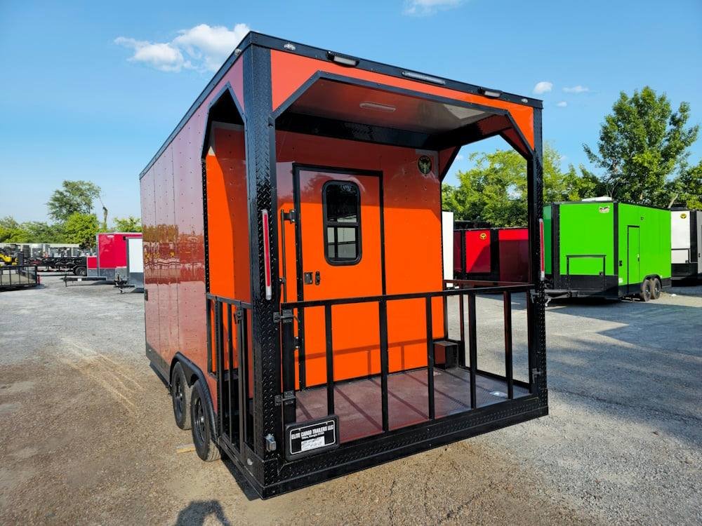 Concession Trailer 8.5′ X 16′ Orange Event Catering Porch — photo 9