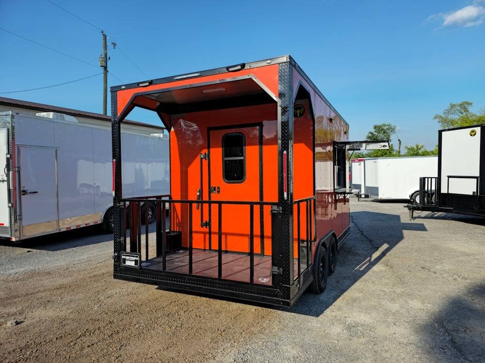 Concession Trailer 8.5′ X 16′ Orange Event Catering Porch — photo 11