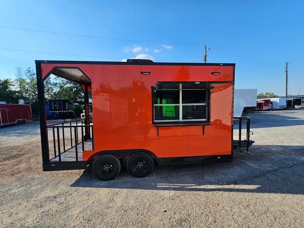 Concession Trailer 8.5′ X 16′ Orange Event Catering Porch — photo 12