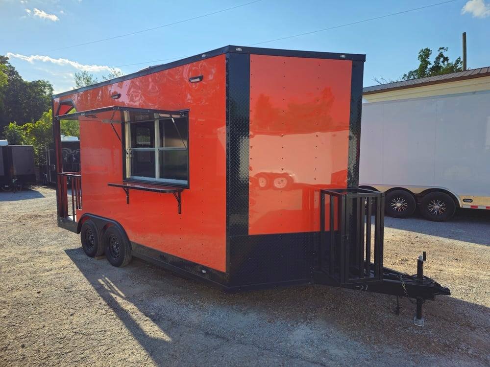 Concession Trailer 8.5′ X 16′ Orange Event Catering Porch — photo 13