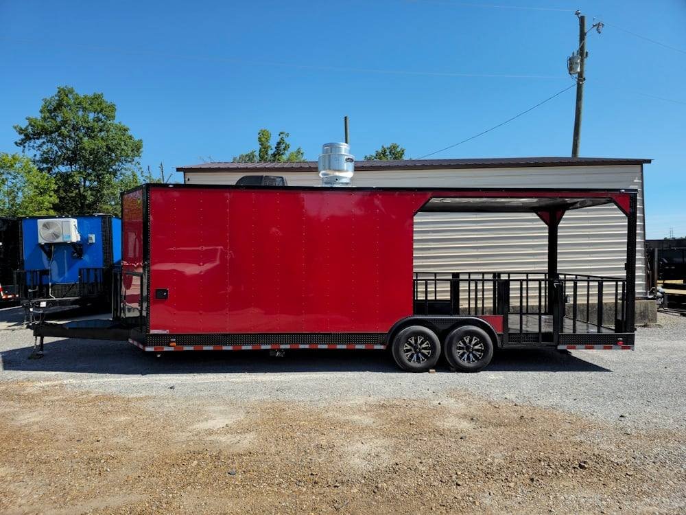 Concession Trailer 8.5′ X 26′ Red W / Blackout BBQ Event Catering — photo 7