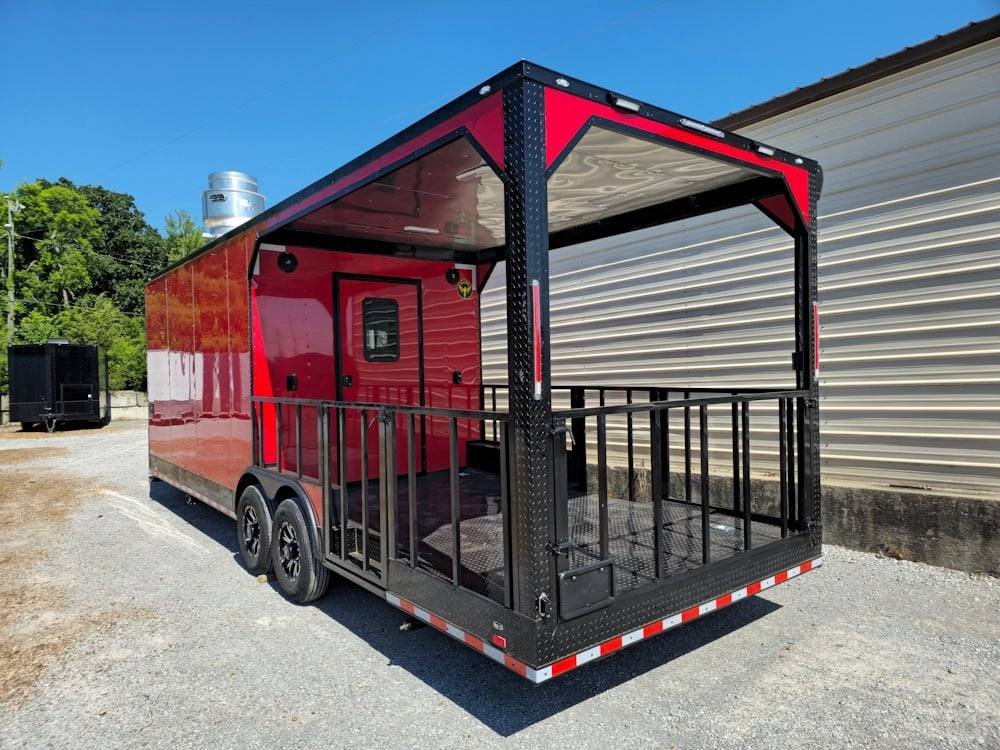 Concession Trailer 8.5′ X 26′ Red W / Blackout BBQ Event Catering — photo 9