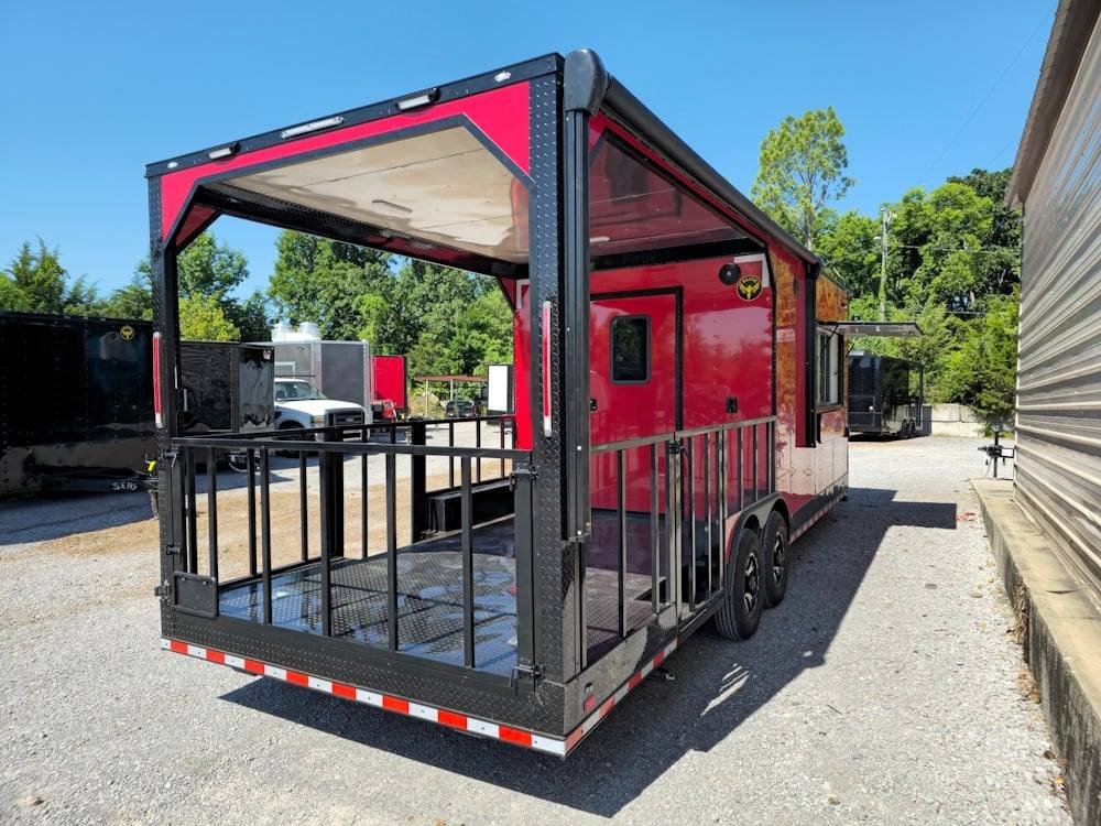 Concession Trailer 8.5′ X 26′ Red W / Blackout BBQ Event Catering — photo 11