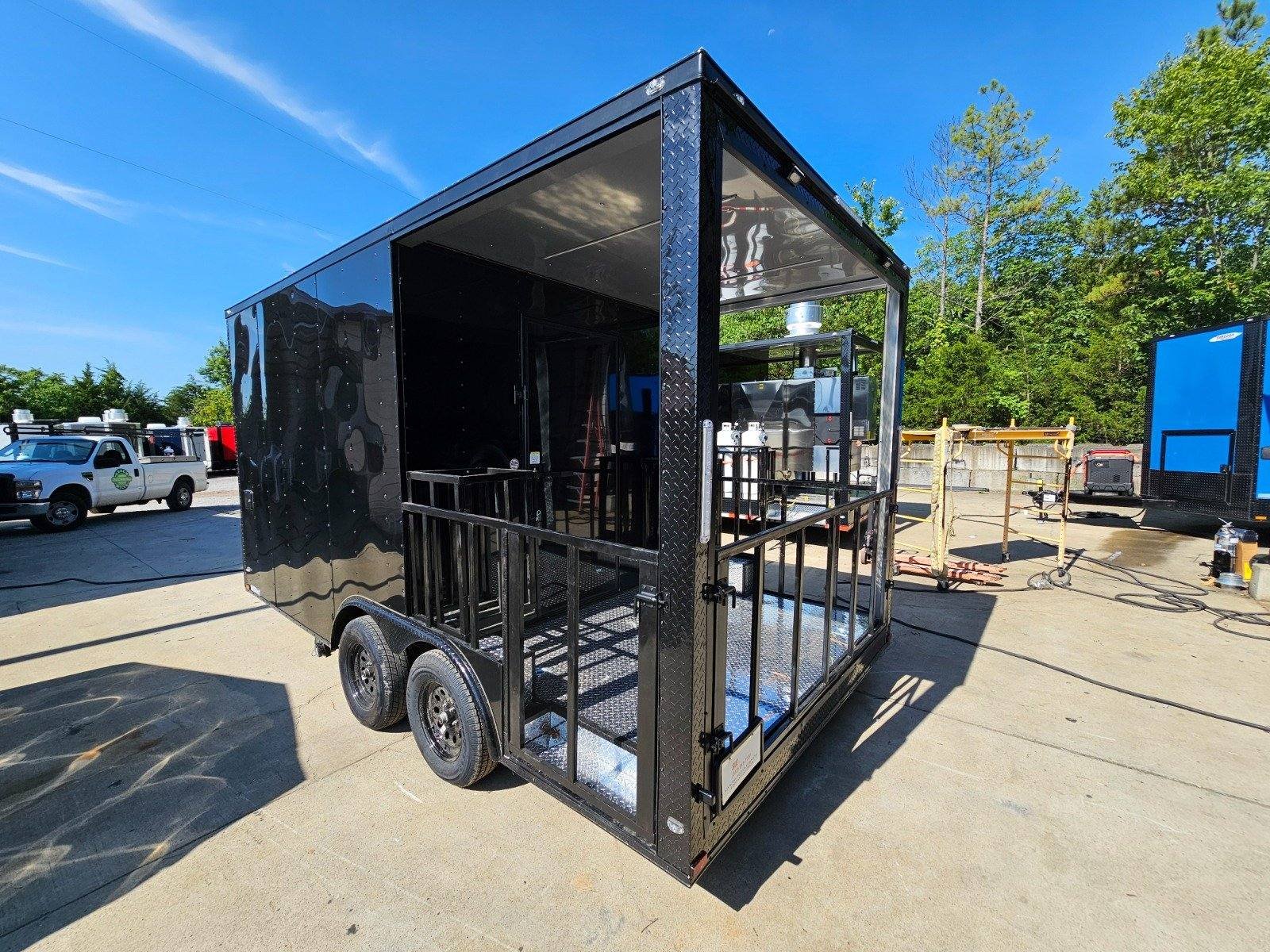 Concession Trailer 8.5′ X 16′ Black Food Event Catering BBQ Porch — photo 6