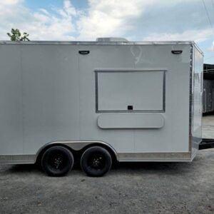 8.5 x 14 white catering trailer with tall 8-foot interior - view 8