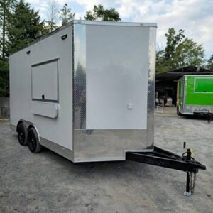 8.5 x 14 white catering trailer with tall 8-foot interior - view 9