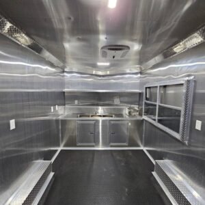 8.5 x 14 white catering trailer with tall 8-foot interior - view 14
