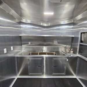 8.5 x 14 white catering trailer with tall 8-foot interior - view 15