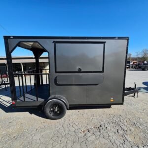 7 x 12 charcoal porch concession trailer with V-nose - view 9