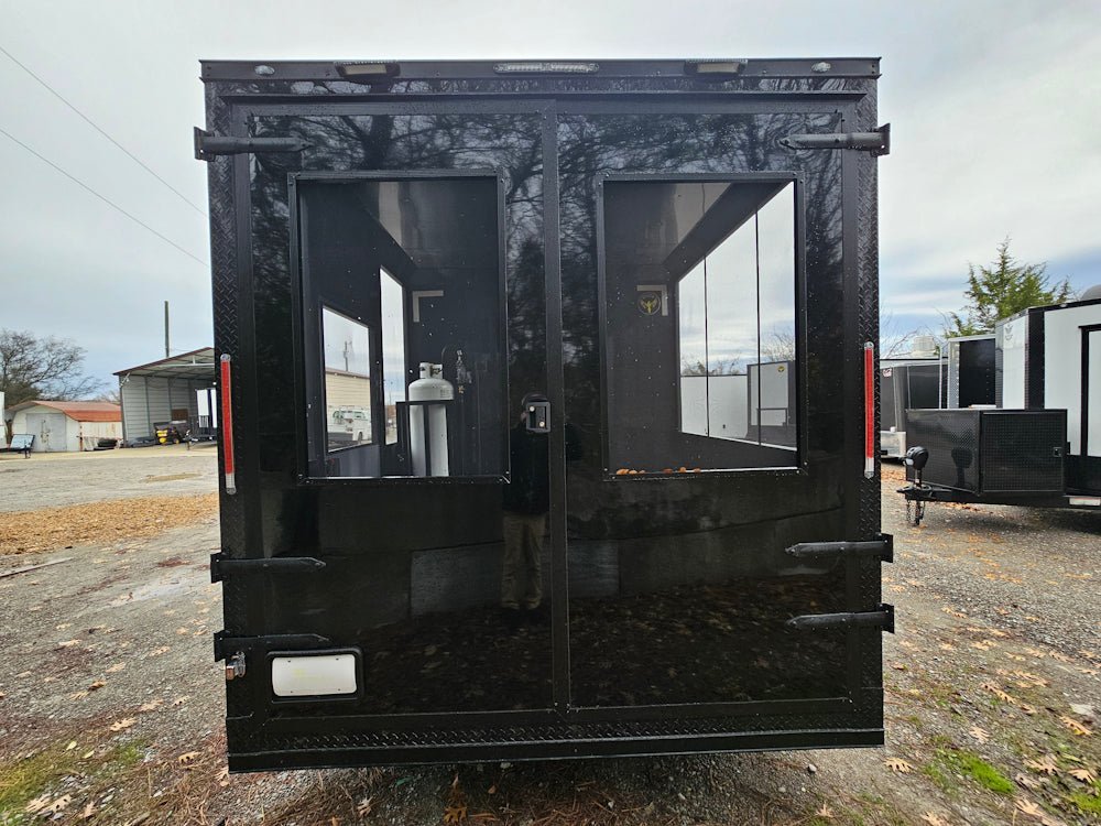 8.5′ X 22′ Black Elite Concession Trailer With Blackout Trim and Screens — photo 6