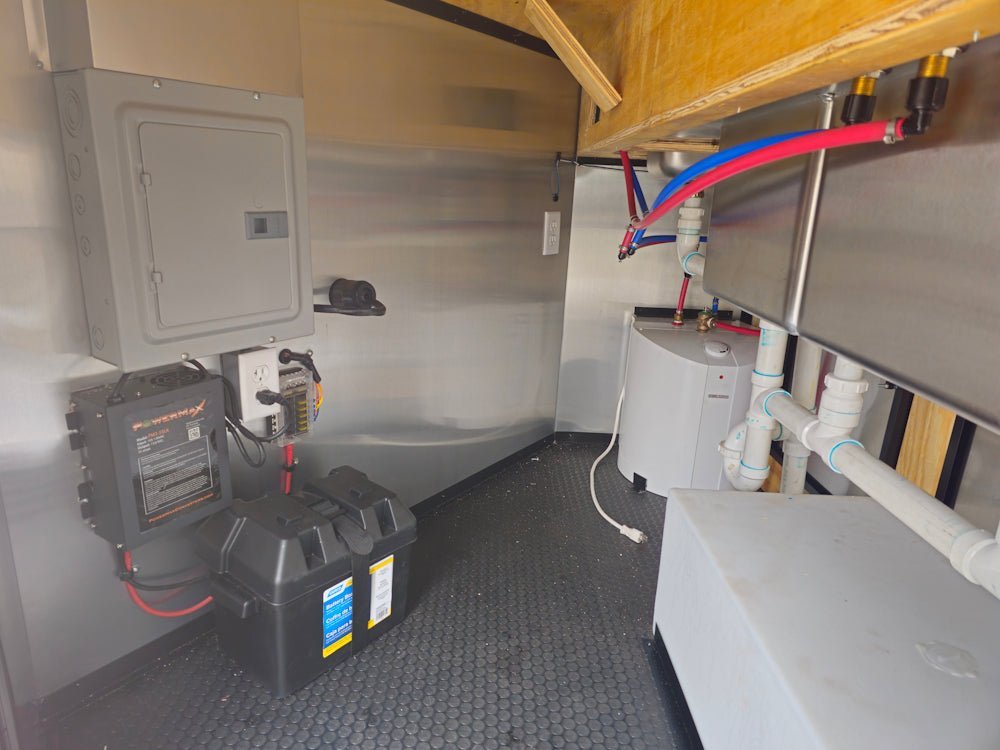 8.5′ X 22′ Black Elite Concession Trailer With Blackout Trim and Screens — photo 11
