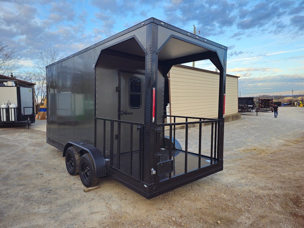 Concession Trailer 7′ X 18′ Charcoal Grey W/ Blackout Trim — photo 5