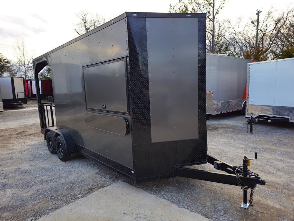 Concession Trailer 7′ X 18′ Charcoal Grey W/ Blackout Trim — photo 9