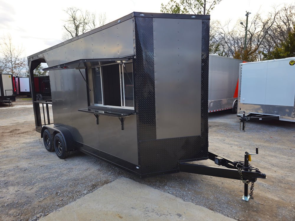 Concession Trailer 7′ X 18′ Charcoal Grey W/ Blackout Trim — photo 12