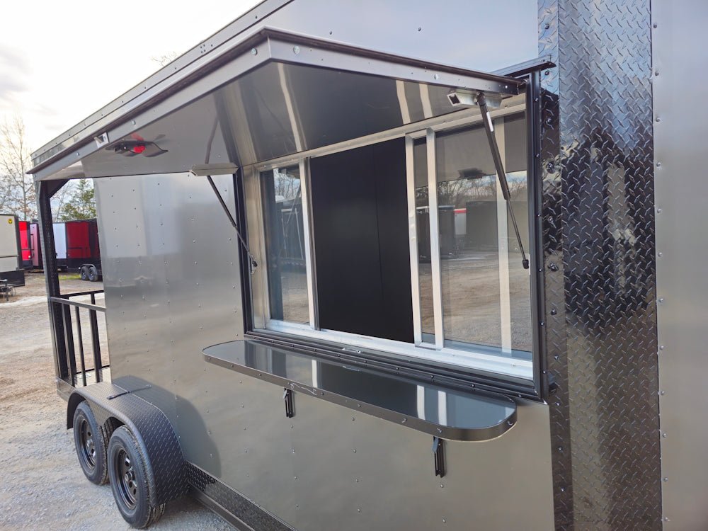 Concession Trailer 7′ X 18′ Charcoal Grey W/ Blackout Trim — photo 13