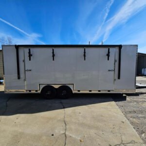 8.5 x 24 White Stage Trailer with 16-foot hoist stage and retractable awning - view 8