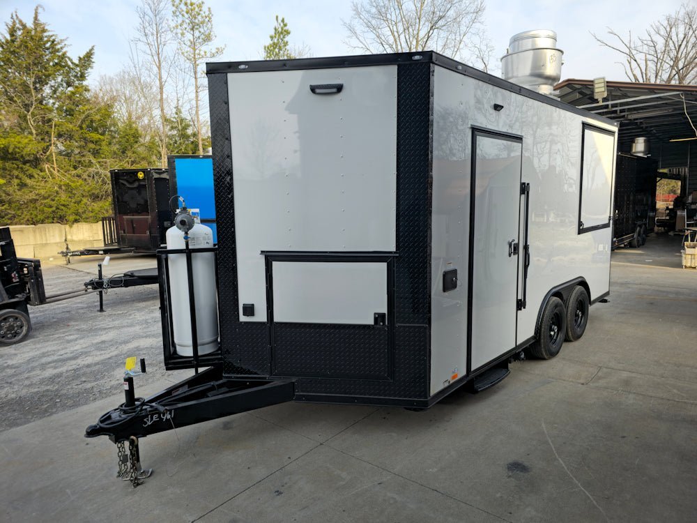 8.5′ X 16′ Concession Trailer White W/Black Trim Food Event Catering — photo 6