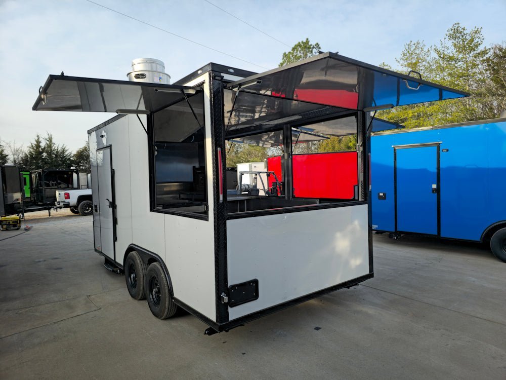 8.5′ X 16′ Concession Trailer White W/Black Trim Food Event Catering — photo 13