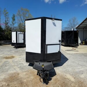 7 x 16 white concession trailer with black trim - view 2