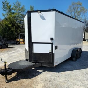 7 x 16 white concession trailer with black trim - view 3