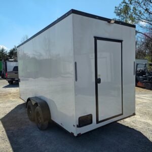 7 x 16 white concession trailer with black trim - view 10