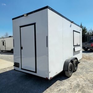 7 x 16 white concession trailer with black trim - view 12