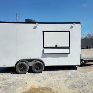 7 x 16 white concession trailer with black trim - view 13