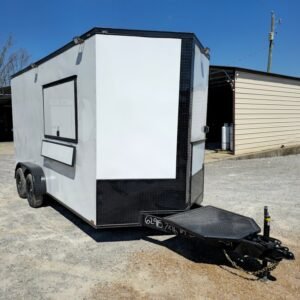 7 x 16 white concession trailer with black trim - view 14