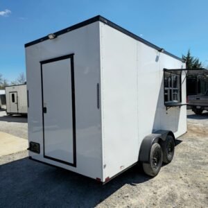7 x 16 white concession trailer with black trim - view 15