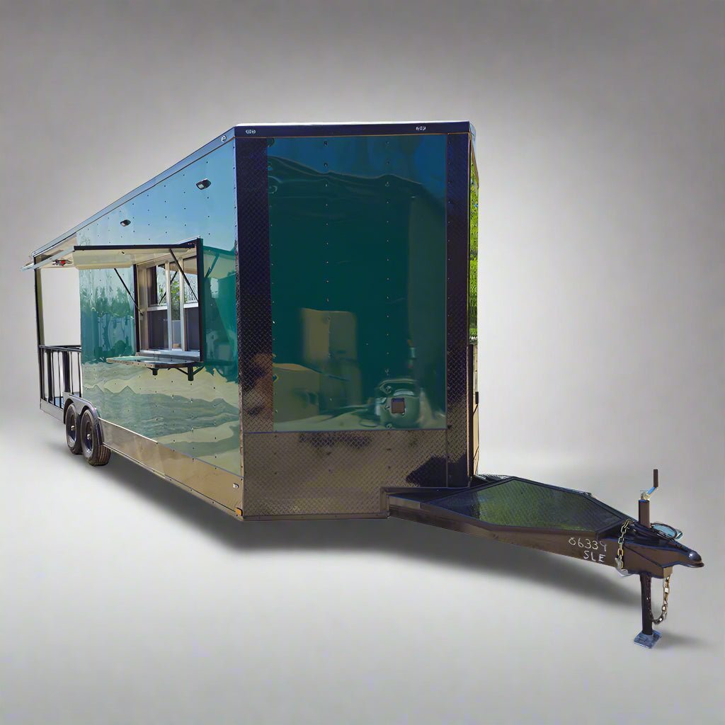 8.5′ X 24′ Emerald Green Concession Trailer BBQ Event Catering