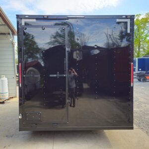 8.5 x 12 black concession trailer with 11-foot flip-up wall - view 8