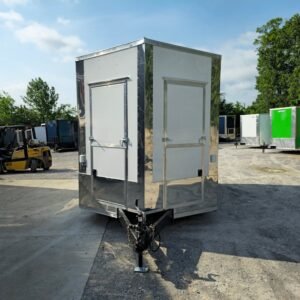 8.5 x 12 white vending trailer with tall interior and mag wheels - view 2
