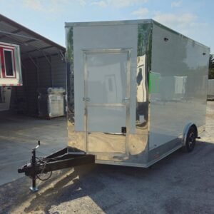 8.5 x 12 white vending trailer with tall interior and mag wheels - view 3