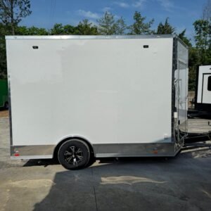 8.5 x 12 white vending trailer with tall interior and mag wheels - view 8