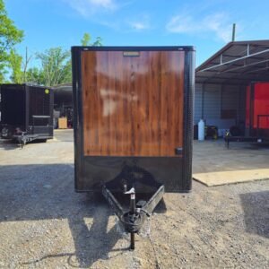 7 x 12 wood grain concession trailer with black trim - view 2