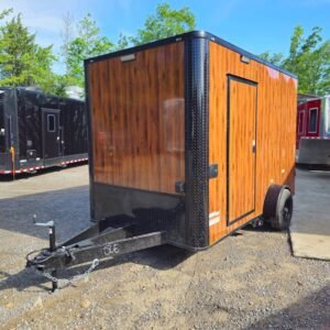 7 x 12 wood grain concession trailer with black trim - view 3