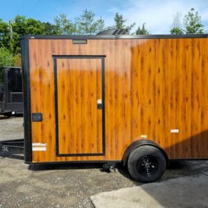7 x 12 wood grain concession trailer with black trim - view 4