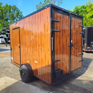 7 x 12 wood grain concession trailer with black trim - view 5